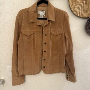Live a Little" corduroy jacket in a tan/camel color size Large